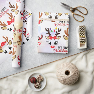 Papier Cadeau Motif de Noël Reindeer