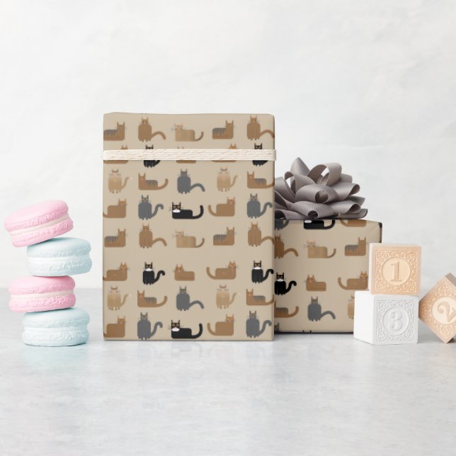 Papier Cadeau Motif de Noël rétro de chat drôle mignon  (Baby Shower)