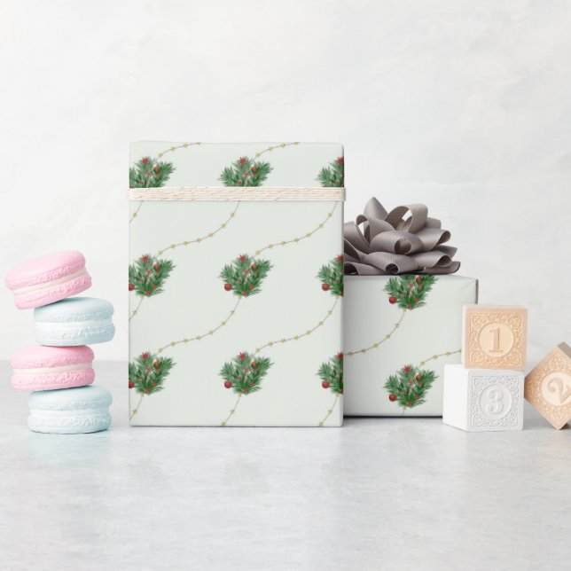Papier Cadeau Motif de Noël rétro décoratif  (Baby Shower)