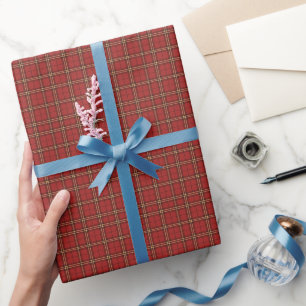 Papier Cadeau Motif de Noël Rouge Plaid -