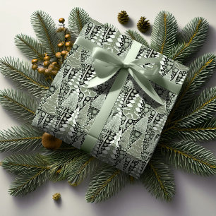 Papier Cadeau Motif de Noël Terre Verte #6 ID1009