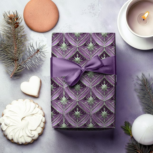 Papier Cadeau Motif de Noël vert violet #16 ID1009 (Créateur téléchargé)
