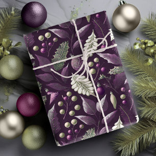 Papier Cadeau Motif de Noël vert violet #18 ID1009