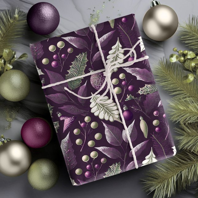 Papier Cadeau Motif de Noël vert violet #18 ID1009 (Créateur téléchargé)