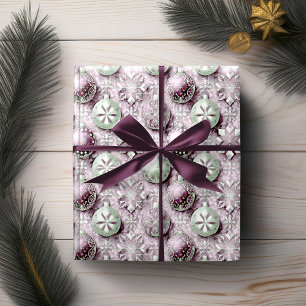 Papier Cadeau Motif de Noël vert violet #20 ID1009