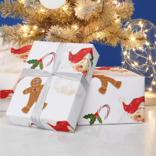 Papier Cadeau Motif de Noël vintage rétro du Père Noël 