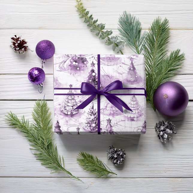 Papier Cadeau Motif de Noël violet n° 3 ID1009 (Créateur téléchargé)