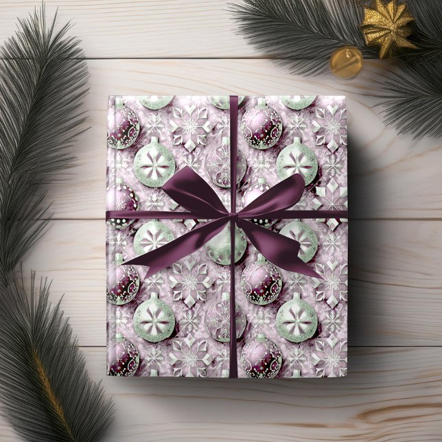 Papier Cadeau Motif de Noël Violet Vert#20 ID1009 (Créateur téléchargé)