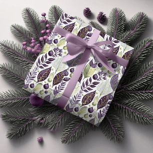 Papier Cadeau Motif de Noël Violet Vert #21 ID1009
