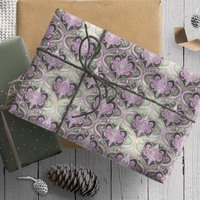 Papier Cadeau Motif de Noël Violet Vert#30 ID1009 (Créateur téléchargé)