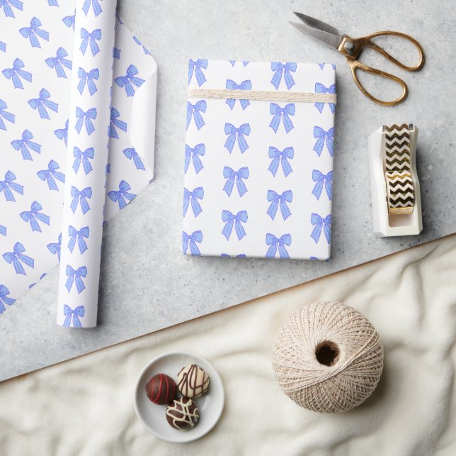 Papier Cadeau Motif de noeud bleu (Artisanat)