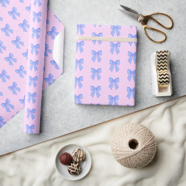 Papier Cadeau Motif de noeud bleu (Artisanat)