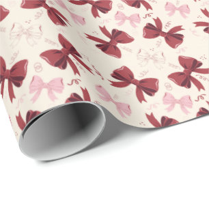 Papier Cadeau Motif de nœud coquette de Bourgogne