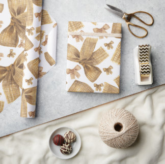 Papier Cadeau Motif de nœud en toile de jute rustique