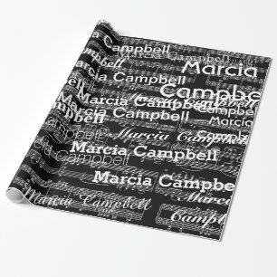 Papier Cadeau motif de noms avec notes musicales
