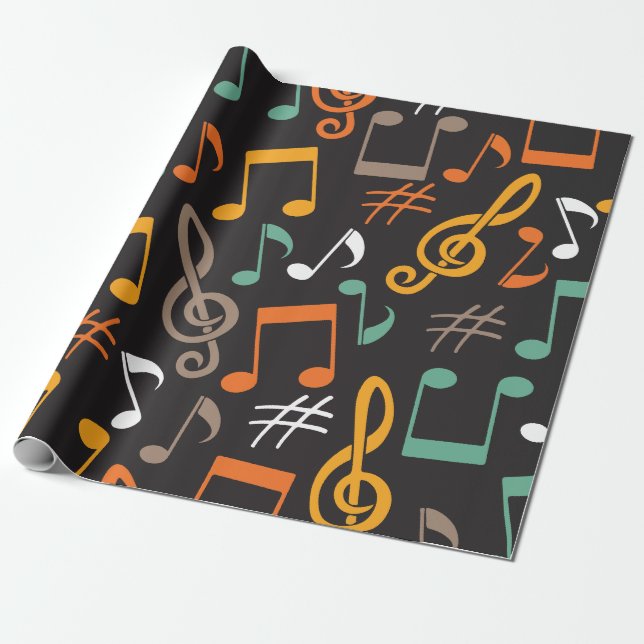 Papier Cadeau motif de note de musique (Déroulé)