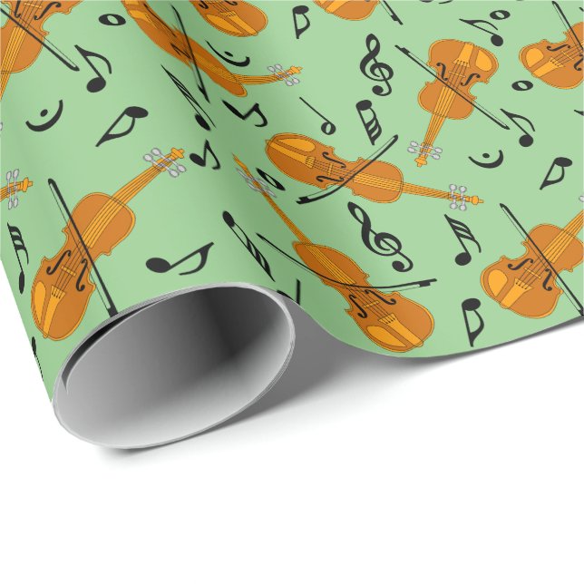 Papier Cadeau Motif de notes de musique violon (Coin rond)