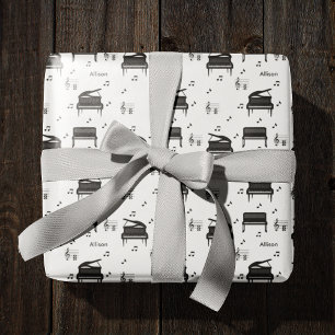 Papier Cadeau Motif de notes musicales et de piano grand personn