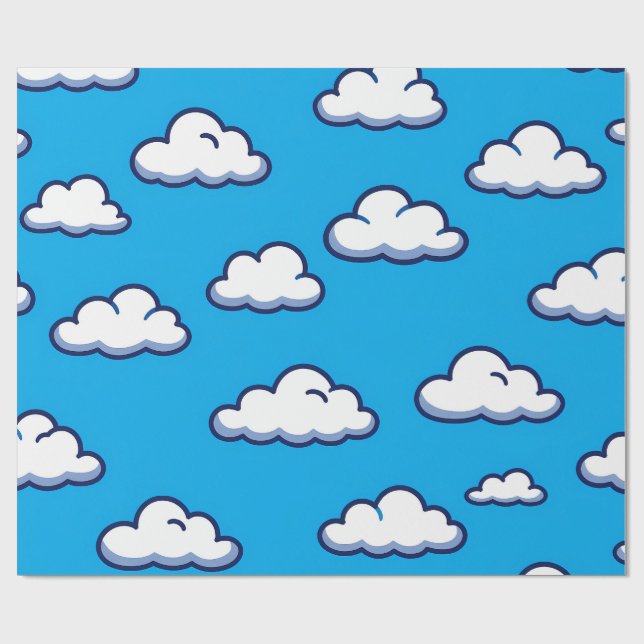 Papier Cadeau Motif de Nuages de Dessin Animé – Conception de Ci (Plat)
