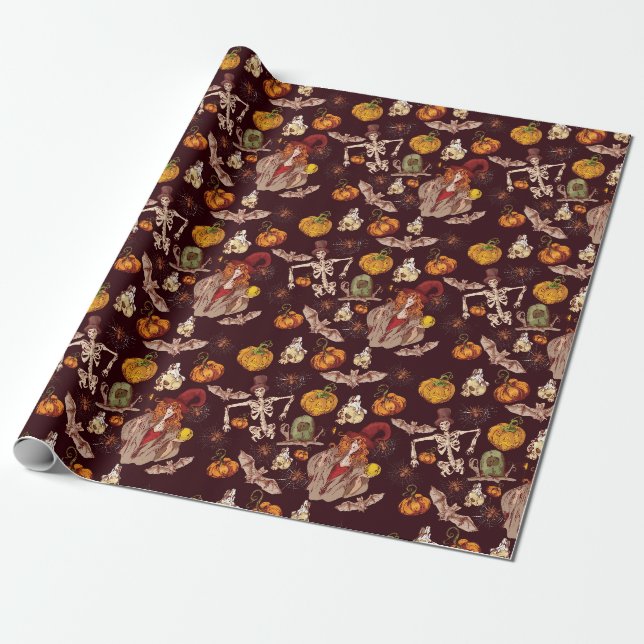 Papier Cadeau Motif de nuit d'Halloween (Déroulé)