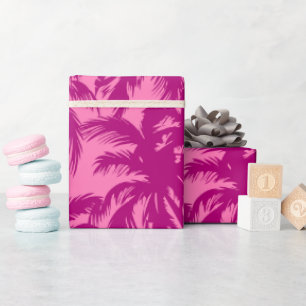 Papier Cadeau Motif de palme rose vif
