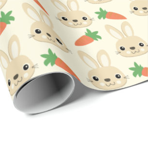 Papier Cadeau Motif de Pâques de lapin et de carotte