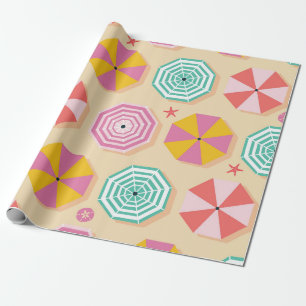 Papier Cadeau Motif de parapluies de plage coloré