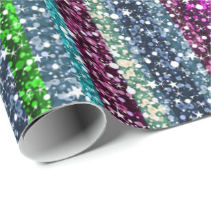 Papier Cadeau Motif de Parties scintillant à bandes colorées