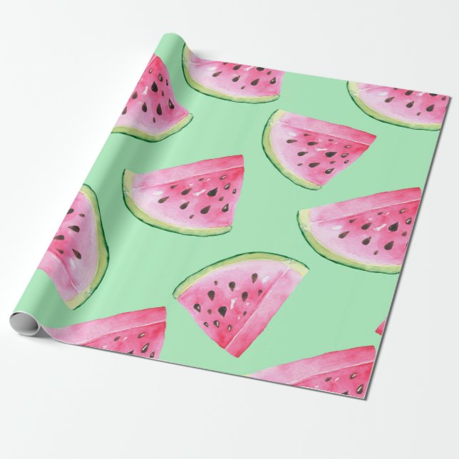 Papier Cadeau Motif de pastèque en Aquarelle Wa (Déroulé)