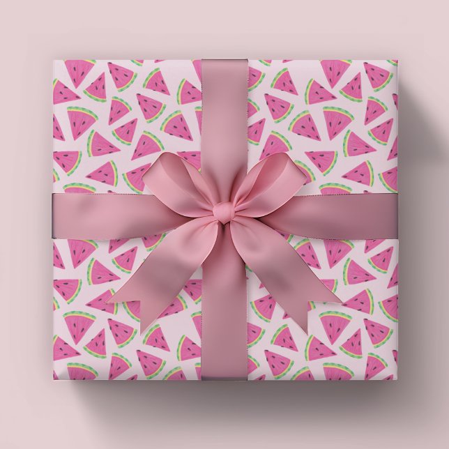 Papier Cadeau Motif de pastèque rose (Pink watermelon tropical fruit wrapping paper, ideal for girls birthday party or baby shower )
