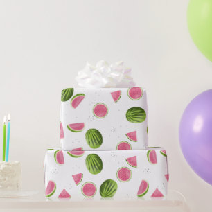 Papier Cadeau Motif de pastèque rose et vert d'été