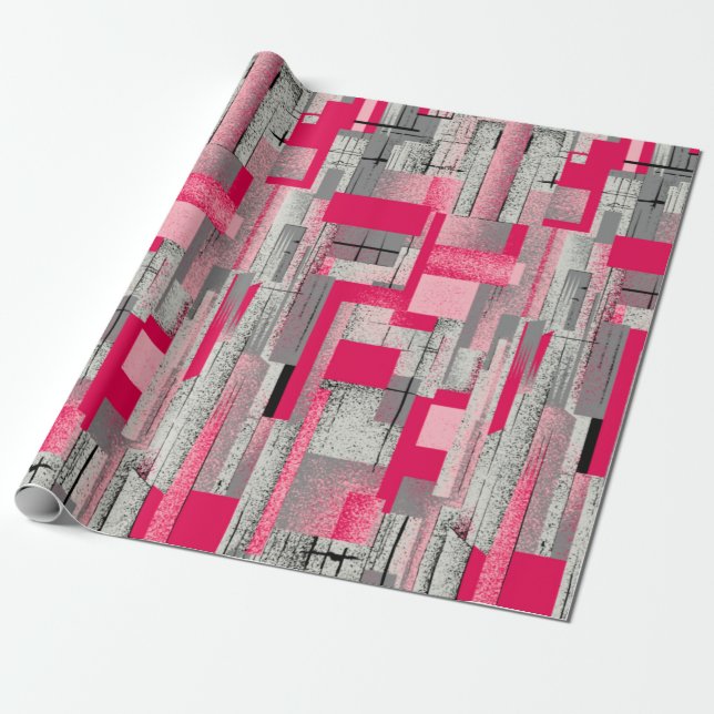 Papier Cadeau motif de patchwork numérique aquarelle transparent (Déroulé)