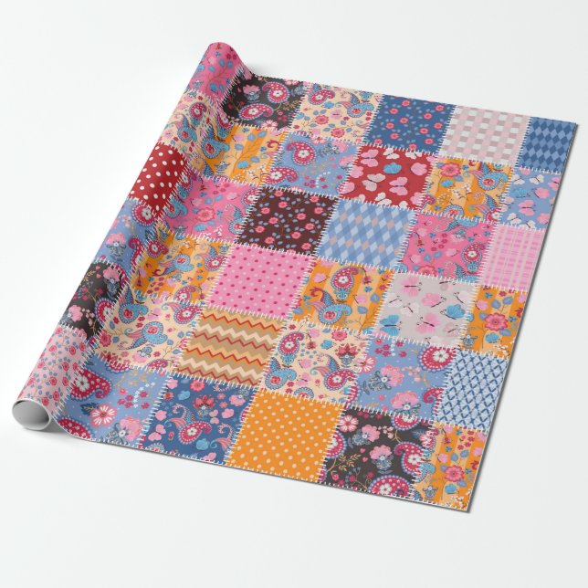 Papier Cadeau Motif de patchwork transparent (Déroulé)