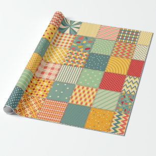 Papier Cadeau Motif de patchwork transparent coloré avec abstra