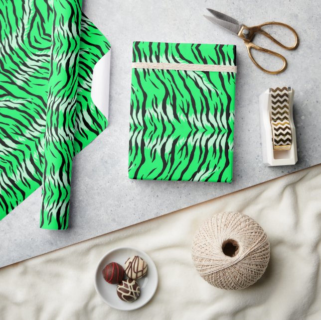 Papier Cadeau Motif de peau d'animal Tigre vert  (Artisanat)