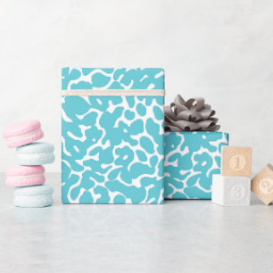 Papier Cadeau Motif de peau de léopard d'aqua bleu vif