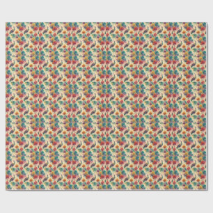 Papier Cadeau Motif de peinture de forêt de paon à l'aquarelle v