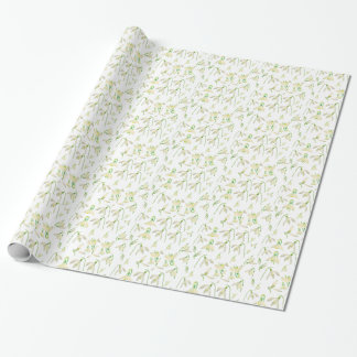 Papier Cadeau Motif de perce-neiges d'aquarelle