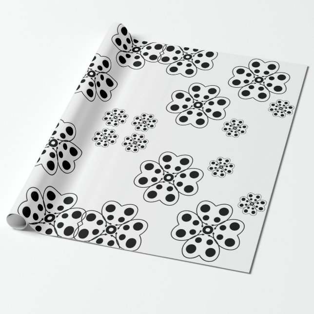 Papier Cadeau Motif de pétales à points de polka (Déroulé)