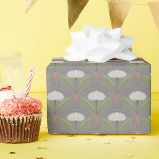 Papier Cadeau Motif de pétoncle avec fleur blanche