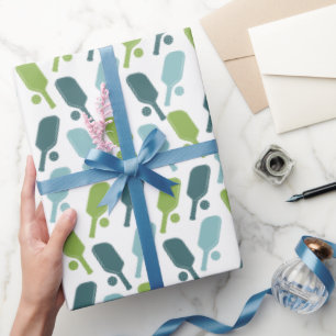 Papier Cadeau Motif de pickleball vert et bleu