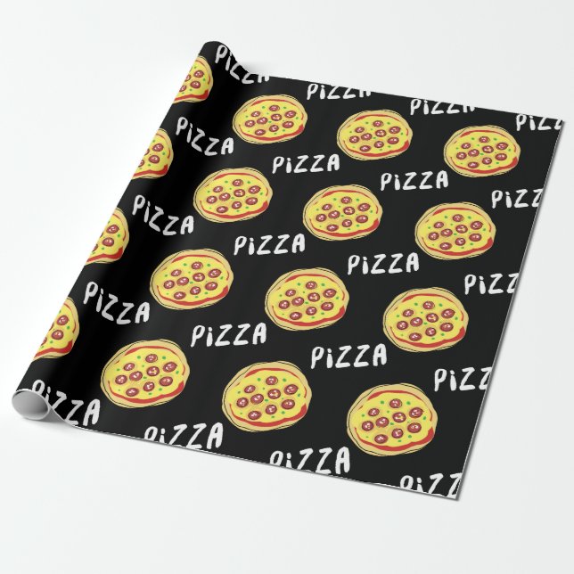Papier Cadeau Motif de pizza (Déroulé)