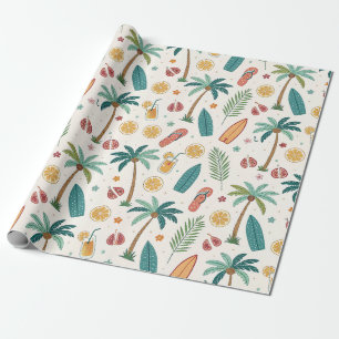 Papier Cadeau Motif de plage d'été tropical (1)