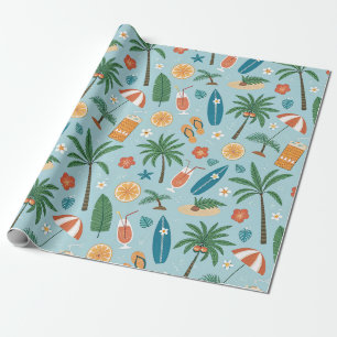 Papier Cadeau Motif de plage d'été tropical (2)
