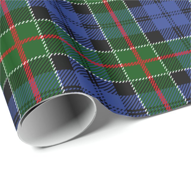 Papier Cadeau Motif de plaid de tartan de Colquhoun de clan (Coin rond)