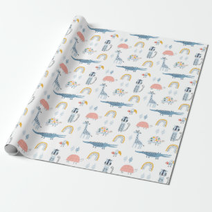 Papier Cadeau Motif de plaisir animal Doodle