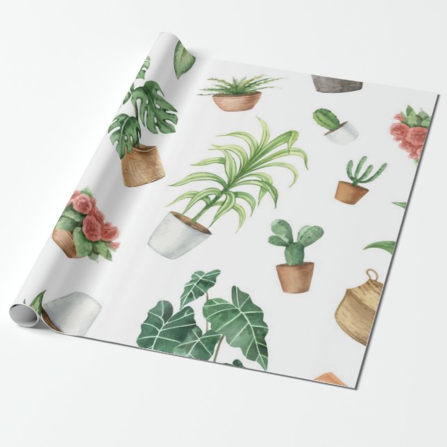 Papier Cadeau Motif de plante (Déroulé)