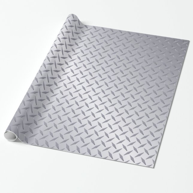 Papier Cadeau Motif de plaque diamant en acier brillant (Déroulé)