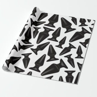 Papier Cadeau Motif de plug-in de cul noir - personnalisable