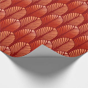 Papier Cadeau Motif de plume d'art déco, mandarine